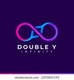 Letter Y Infinity Logo design and Blue Purple Gradient Colorful symbol for Business Company Branding and Corporate Identity