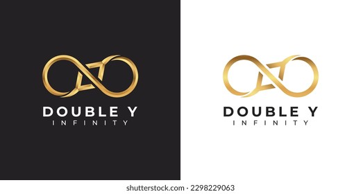 Letter Y Infinity Logo design and Gold Elegant Luxury symbol for Business Company Branding and Corporate Identity