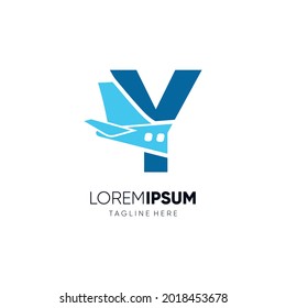 Letter Y Initial Airplane Tail Logo Design Vector Graphic Icon Emblem Illustration