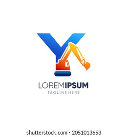 Letra Y Modelo de fondo de ilustración de icono gráfico de diseño de logotipo de excavador inicial