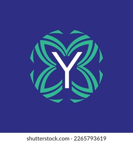 letra Y logotipo inicial de emblema floral elegante en monograma