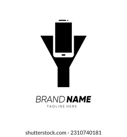 Letter Y Initial Handphone Logo Design Vector Icon Graphic Emblem Illustration 