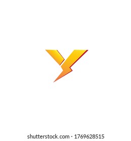Plantilla De Diseño Del Logotipo Inicial De La Letra Y Aislada En Fondo Blanco. Concepto del logotipo de Alphabet Thunder. Tema del color de la graduación naranja amarilla.