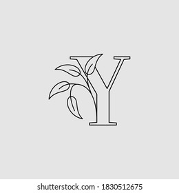 Letter Y Initial Logo Icon Monogram Nature Leaves Template Design
