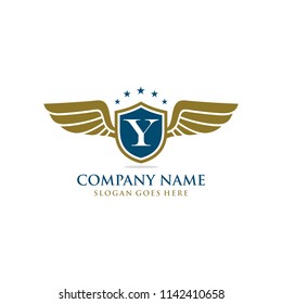 Letter Y initial wing logo design