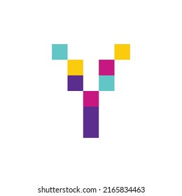 Letter Y initial-based vector logo. Colorful square pixels logo. Suitable for event, company, business, brand, apps, and organization.