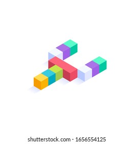 Letter Y Isometric colorful cubes 3d design, three-dimensional letter vector illustration isolated on white background