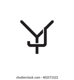 letter Y and J monogram logo black