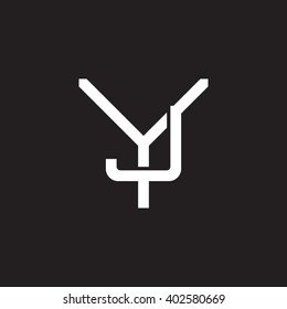letter Y and J monogram logo white black background