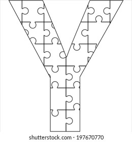 Letter Y with jigsaw