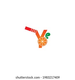 Letter Y with juice orange icon logo design template illustration