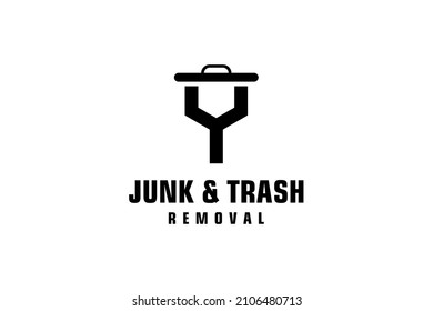 Letter Y for junk removal logo design, environmentally friendly garbage disposal service, simple minimalist design.