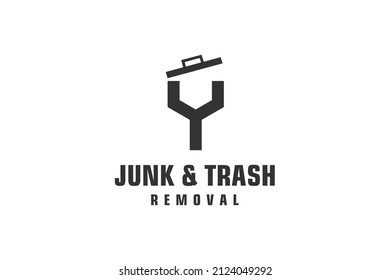Letter Y for junk removal logo design, environmentally friendly garbage disposal service, simple minimalist design.