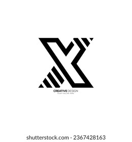 Letter y k x creative simple line art negative space monogram fashion logo