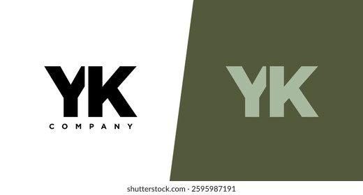 Letter Y and K, YK logo design template. Minimal monogram initial based logotype.