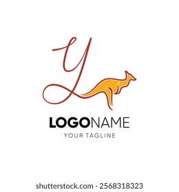 Letter Y Kangaroo Logo Design Vector Icon Graphic Emblem Illustration