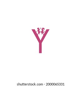 Letter Y and kids icon logo design vector template