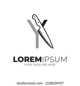 Letter Y Knife Logo design Vector Illustration