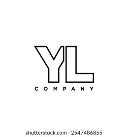 Letra Y e L, modelo de design do logotipo YL. Logótipo inicial com base em monograma mínimo.