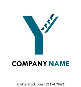 letter y with ladder logo template illustration.