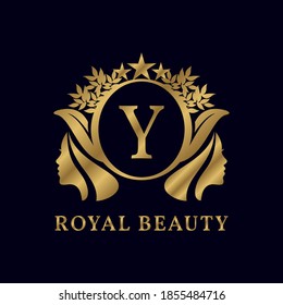 letter Y with ladies face luxurious alphabet for bridal, wedding, beauty care logo, personal branding image, make up artist, or any other royal brand and company