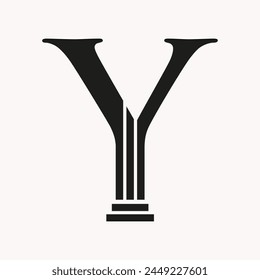 Letter Y Law Logo Concept With Pillar Symbol