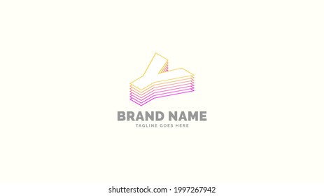 letter Y layered trendy outline abstract logo vector design