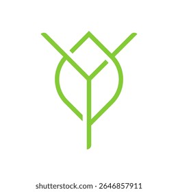 Letter Y leaf line overlapping logo design