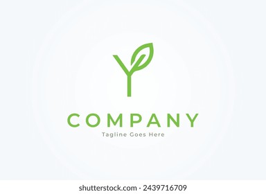 Letter Y Leaf Logo. letter Y with leaf combination. Flat Vector Logo Design. vector illustration	