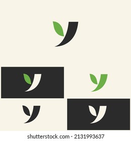 letter Y and leaf logo concept