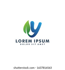 Letter Y leaf logo design vector, Nature icon logotype