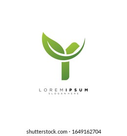 letter Y with leaf logo design vector