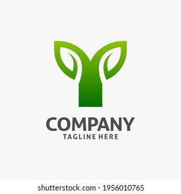 Letter Y leaf logo design	