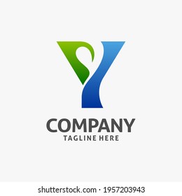 Letter Y leaf logo design	