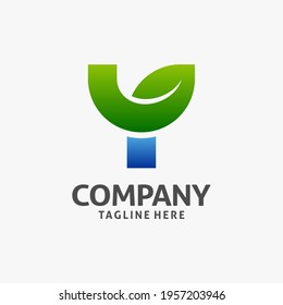 Letter Y leaf logo design	
