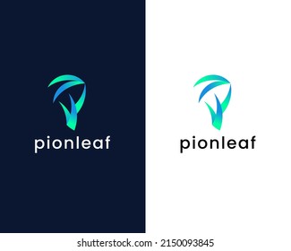 letter y with leaf logo design template