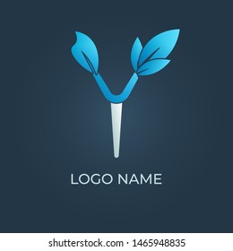 Letter Y leaf logo isolated. Alphabet vector image