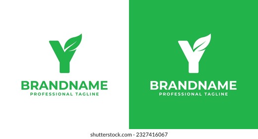 Letter Y Leaf Logo, suitable for business related to leaf, nature, plant, ecology, or environment with Y initial.