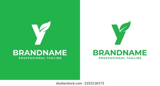 Letter Y Leaf Logo, suitable for business related to leaf, nature, plant, ecology, or environment with Y initial.