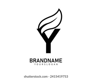 
Letter y leaf logo template.
