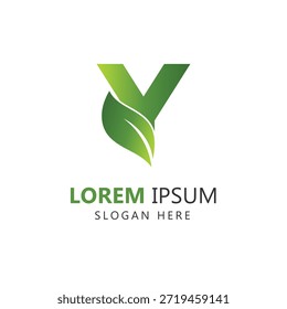 Letter Y Leaf Logo Template for Branding