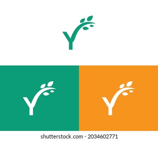 Letter Y With Leaf Logo Vector 