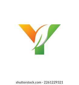 LETTER Y LEAF MODERN LOGO NATURE