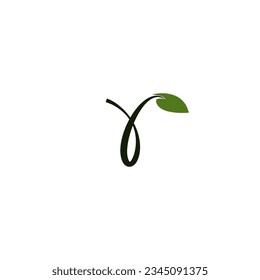 Letter Y with leaf symbol logo vector