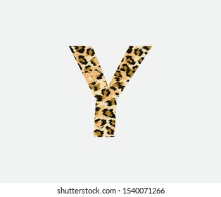 Letter Y Leopard Letter Icon , Wild life animal letter Y Cheetah Letter Icon. Animal Design Concept.