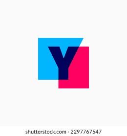 Letter Y Lettermark Initial Multiply Overlapping Color Square Logo Vector Icon Illustration