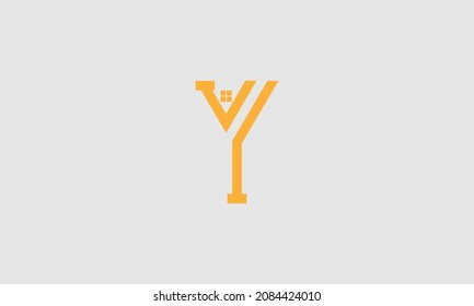 Letter Y Lines Logo Vector Design. Creative Letter Icon with Yellow Lines.