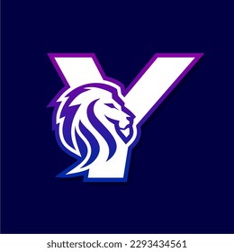 Letter Y Lion Logo Design, Gaming Sport Icon
