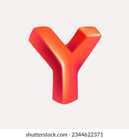 Letter Y logo 3D render in cartoon cubic style. Cubic vector illustration. Impossible isometric shapes. Perfect for futuristic banner, optical illusion branding, kids labels, cute birthday posters.