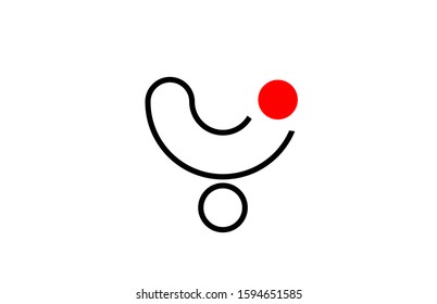 letter y logo alphabet design icon for business line in black and red dot. Suitable for a company logotype